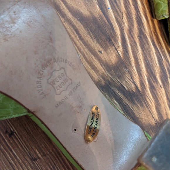 Green Alligator Skin Fabbiani Heels - Picture 6 of 6